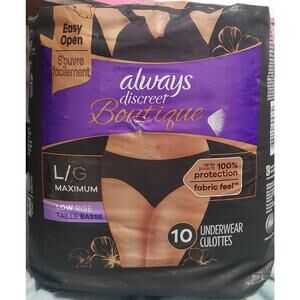 Always Discreet Boutique Maximum Protection Underwear Panties Pack of 10 - Large